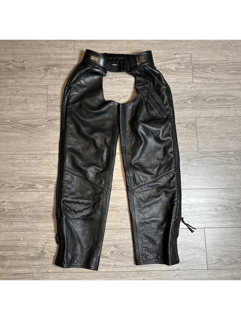 Harley Davidson Women’s Willie G Leather Motorcycle Chaps Black USA M